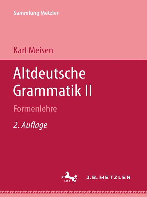 Title details for Altdeutsche Grammatik by Karl Meisen - Available